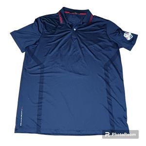RLX Ralph Lauren Ryder Cup Golf Large Men's Polo‎ Shirt Blue USA 2016 Hazeltine